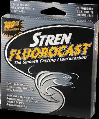 Original 2014 gray-and-black Stren FluoroCast 100% fluorocarbon package with yellow model lettering