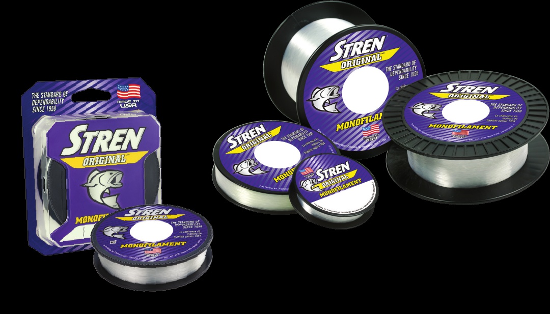 Original manufacturer 2016 artwork showing Stren Original monofilament package and spools