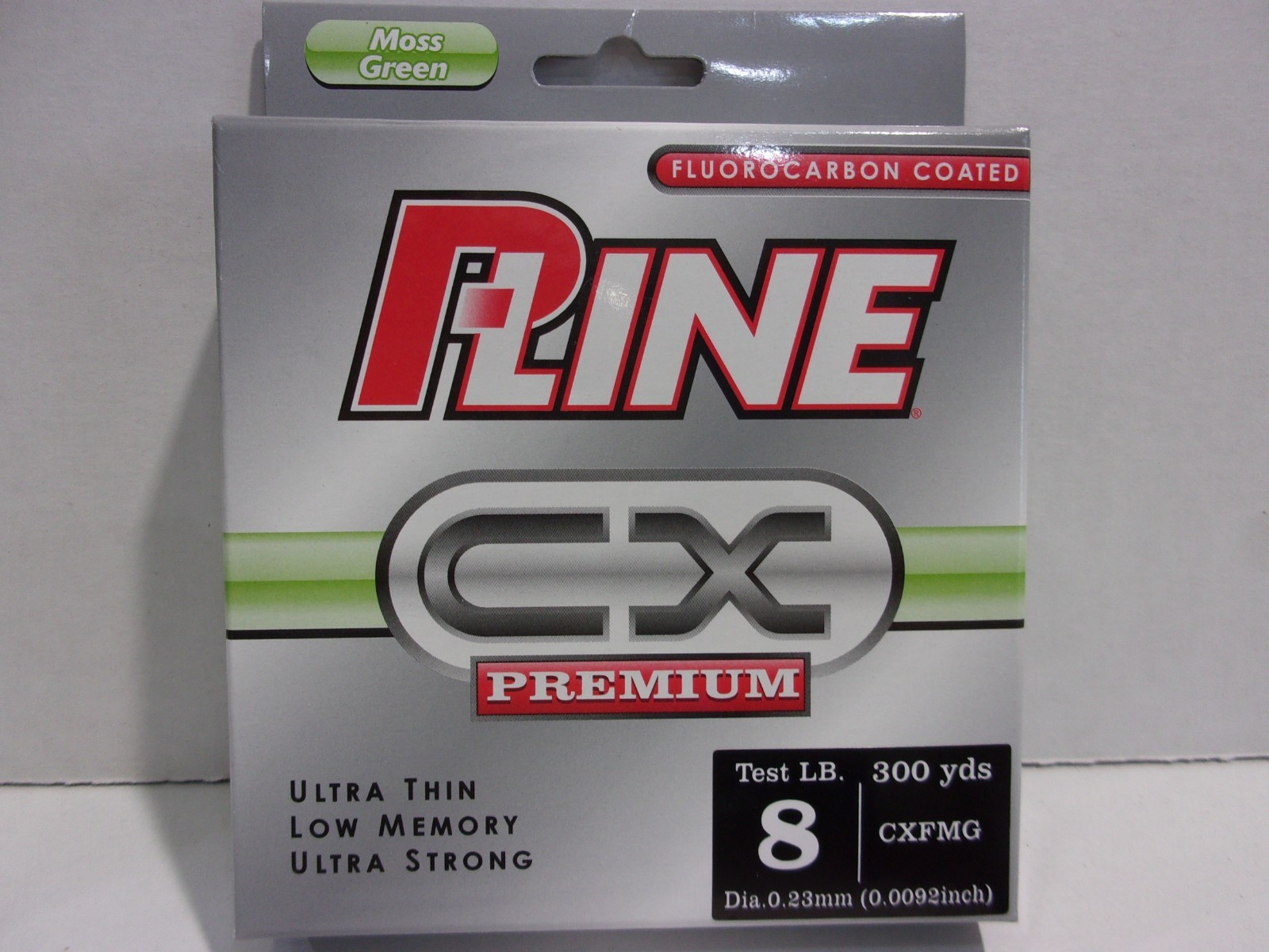 P-Line CX Premium Moss Green CXFMG 8 lb 300 yd carton with diameter label