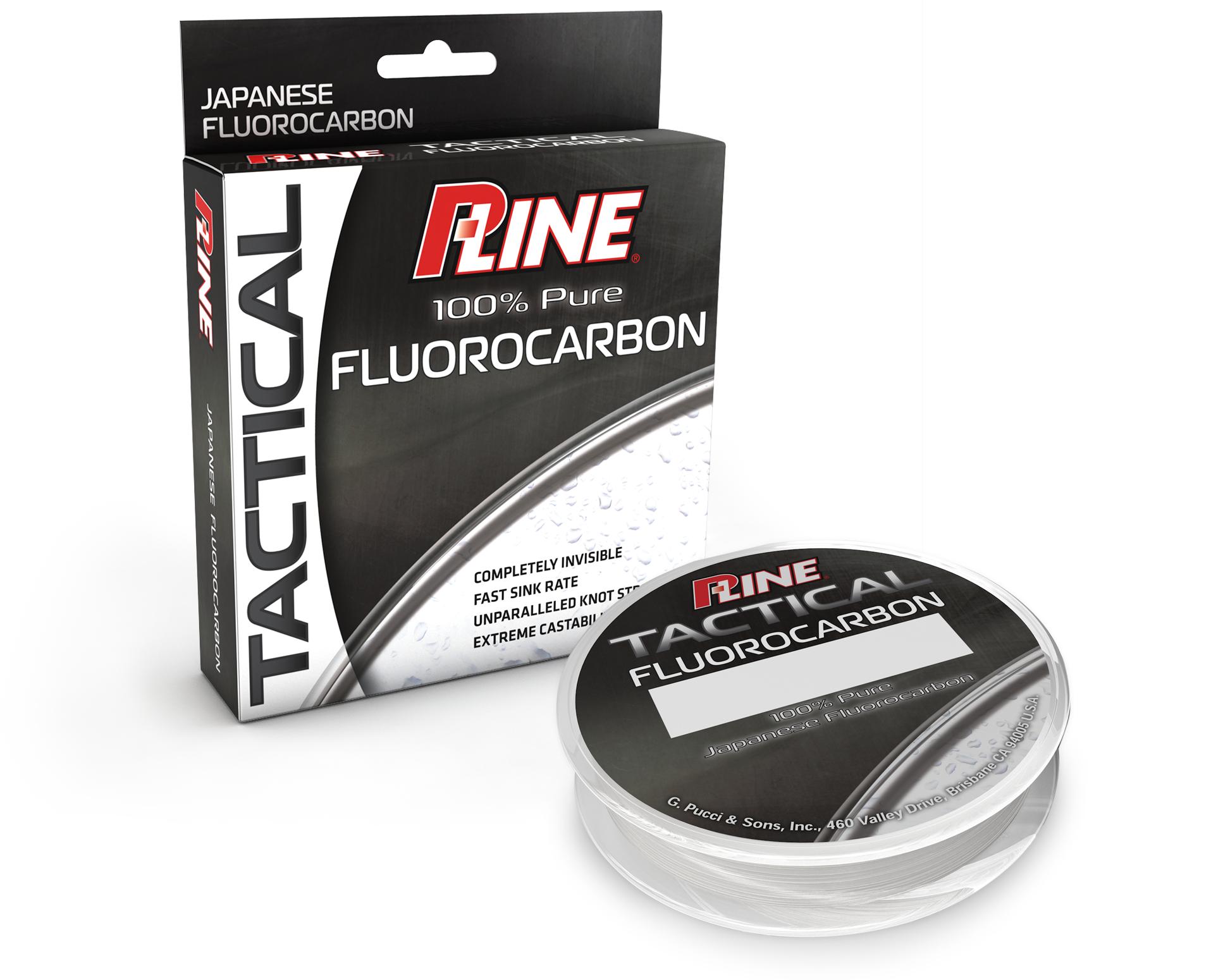 Official P-Line Tactical retail box and spool, shown only to identify the product family
