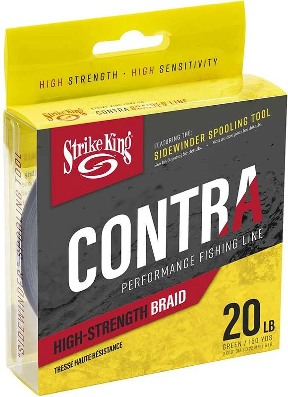Original Strike King Contra Braid 20 lb Green 150-yard package with printed diameter