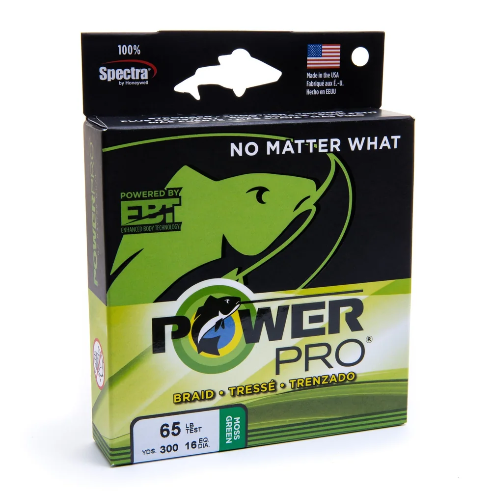 PowerPro Spectra braided fishing line retail package
