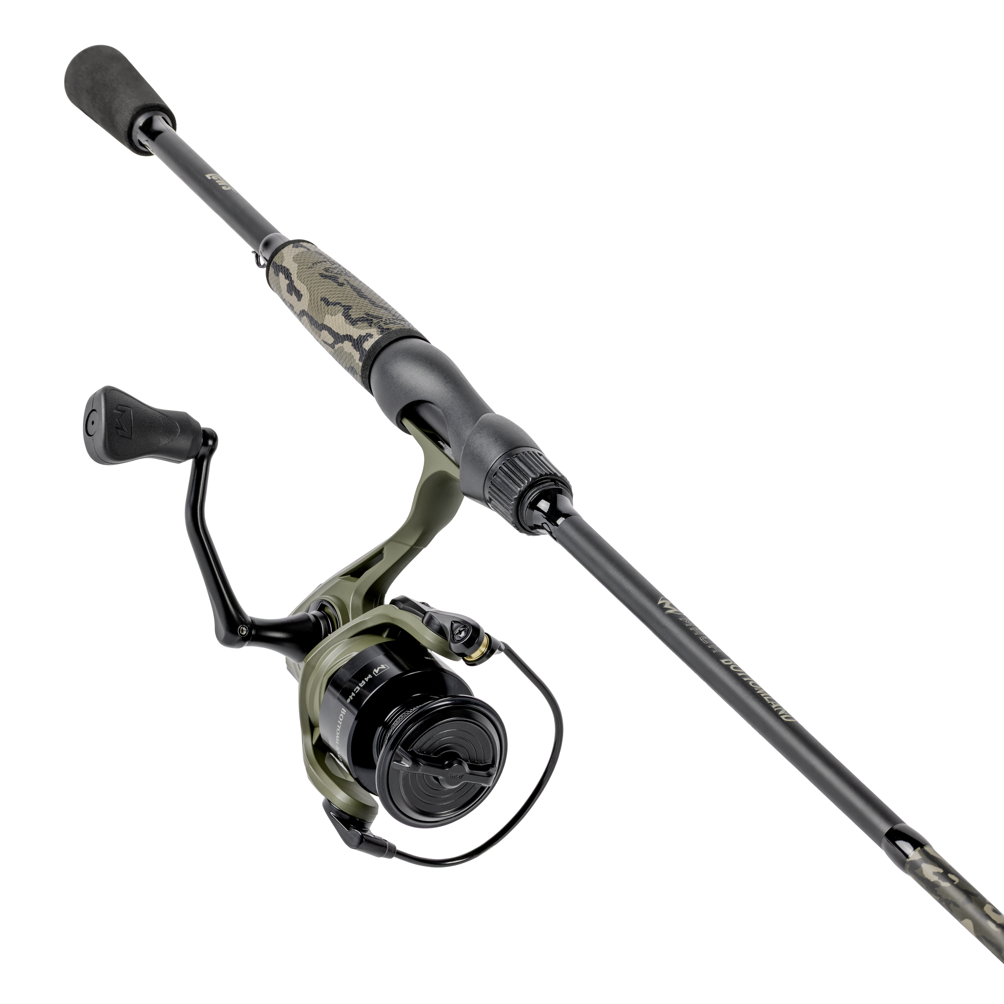 Lew's MACH Bottomland Spinning 200 shown on a representative MACH Bottomland combo rod, manufacturer product photograph